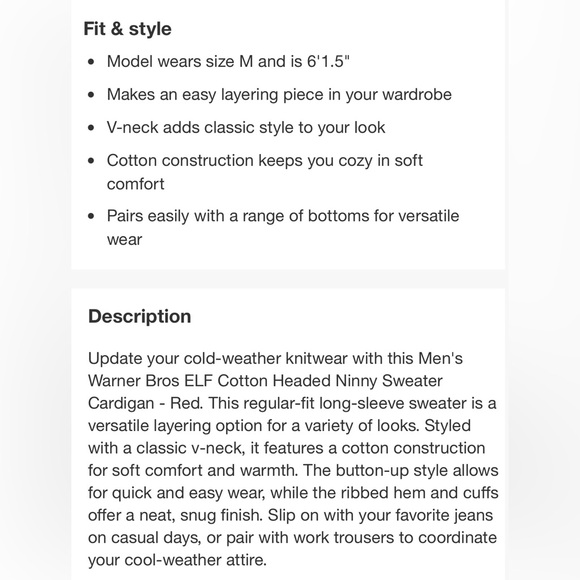 ELF MOVIE L M Unisex Cotton Headed Ninny Muggins Ugly Christmas Sweater Cardigan - Picture 9 of 13